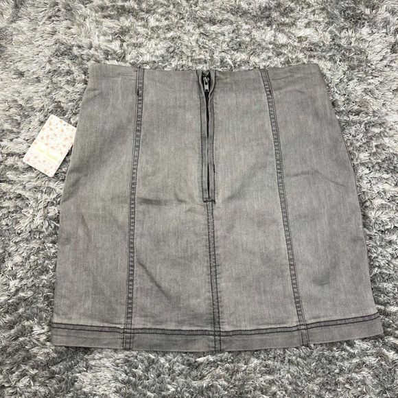 Free People Skirt Woman 8 Gray Modern Novelty Mini Skirt Denim Preppy - Picture 2 of 7